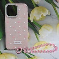 Casing Imd Designer Dengan Wallpaper Titik Datar Cetak Logo Kustom Sarung Ponsel Dengan Tali Gantungan untuk iPhone 16 Pro Max 17 15