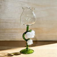 Pichet en verre personnalisé avec logo, motif muguet, en borosilicate, avec bec verseur en forme de fleur, pour café et maison