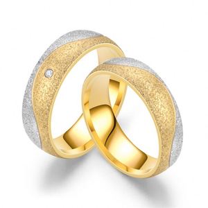 Fashion 6mm Stainless Steel Luxury Frosted Room Gold Ladies Diamond <b>Ring</b> Lovers <b>Couple</b> <b>Ring</b> Fashion Jewelry Finger <b>Rings</b> - Product Image 1