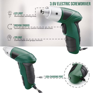 Destornillador eléctrico de 3,6 V y 15 cm, mini taladro inalámbrico para reparaciones de bricolaje - Product Image 1