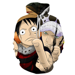 Felpa con Cappuccio Casual da Uomo in Maglia con Stampa 3D Anime Monkey D Luffy <span class=keywords><strong>One</strong></span> <span class=keywords><strong>Piece</strong></span> Stile Harajuku - Product Image 3