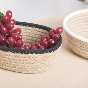 Handmade Hemp Rope Woven <b>Storage</b> <b>Basket</b> Round 2.0-3.0L For Fruits Toys Cosmetics Desktop Organization - Product Image 3