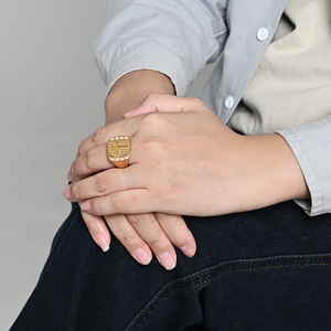Bague en acier inoxydable de luxe, argentée, dorée, noire, avec croix et diamant rond, bagues de doigt en acier inoxydable - Product Image 6