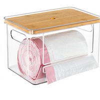 Lot de 2 contenants alimentaires avec poignées en bambou, en plastique PET, capacité 1-3L, dimensions 29x18x18CM, style américain, design multifonctionnel pour