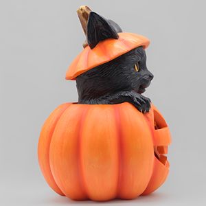 Produits en stock : <span class=keywords><strong>Chat</strong></span> d'Halloween vintage noir effrayant, en forme de bijou, jouet et décoration, avec citrouille - Product Image 6