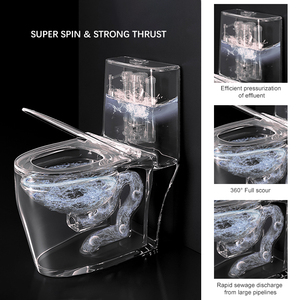 WC monobloc moderne noir électroplaqué, à poser au sol, à double chasse, avec siphon en S et réglage <span class=keywords><strong>de</strong></span> la pression <span class=keywords><strong>de</strong></span> l'<span class=keywords><strong>eau</strong></span>, idéal pour les hôtels - Product Image 6