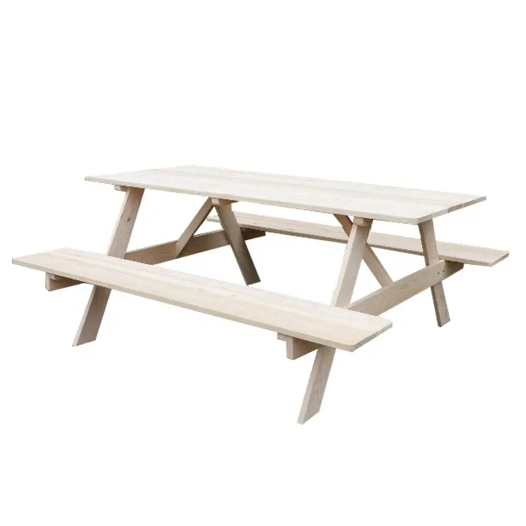 Banco de madeira para 6 pessoas, mesa de piquenique personalizada para jardim ao ar livre, assentos de bar ou banheiro, mesa de piquenique Jersey feita à mão