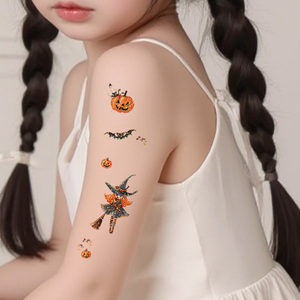 Tatuajes temporales de Halloween, pegatina facial, calabaza brillante de Halloween, bruja, murciélago, Araña, lindo <span class=keywords><strong>tatuaje</strong></span> impermeable de dibujos animados para cara y brazo - Product Image 4
