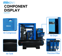 Compresseur d'air à vis rotatif monophasé compact 220V 8-10 bars 7,5 kW 10 CV 300 L/min avec variateur de vitesse et réservoir intégré