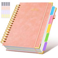 Carnet personnalisé de 8 x 10 pouces avec spirale, lignes, 5 onglets amovibles, en cuir