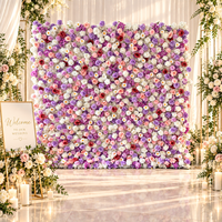 Panel Bunga Sutra Gulung Berkualitas Tinggi 8x8 Custom 3d/5d Dinding Bunga Mawar Buatan Warna Pink Latar Belakang Dekorasi Pernikahan