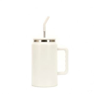 50oz <b>Large</b> Capacity 304 Stainless Steel Vacuum Flask with Straw Portable Vehicle Ice King Tumbler Mug <b>Cup</b> with Handle - Product Image 2