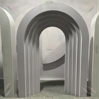 Support d'arche de toile de fond rond en PVC blanc, design populaire, pour mariage, en promotion