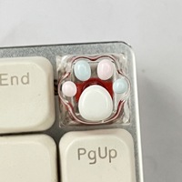 Cute Pink Handmade Cat Claw Keycaps Transparent Resin Shine Through Detachable Keyboard Creative Caps for MX Mechanical Keyboard