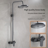 Pommeau de douche mitigeur mural, ensemble complet de tête gris pistolet avec douche à main