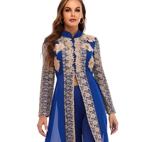 Ensemble Abaya deux pièces en mousseline ethnique pour femme, col montant, dentelle, manches longues, robe modeste, style Dubaï Turquie