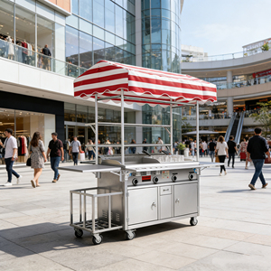 Carrito de Comida Móvil de Acero Inoxidable con 4 Ruedas, Parrilla con Calentador Incorporado, Resistente a la Oxidación, 1 Año de Garantía para Uso en Exteriores - Product Image 2