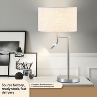 Lampe de table moderne et simple pour hôtel, abat-jour en tissu, lampe de lecture LED rotative, tension universelle, ornement pour salon