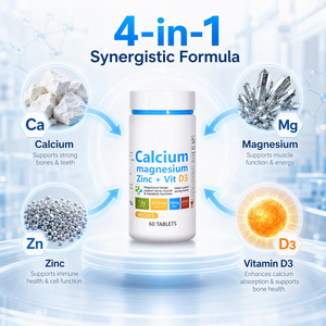 Compresse di Calcio, Magnesio, Zinco e Vitamina D3 a Marchio Privato per il Supporto Nervoso, <span class=keywords><strong>Vitamine</strong></span> Naturali per Bambini, <span class=keywords><strong>60</strong></span> Compresse/Flacone - Product Image 2