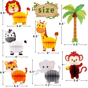 Nicro 7-Piece <strong>Jungle</strong> Safari Animal <strong>Theme</strong> Birthday <strong>Party</strong> Decorations 3D Honeycomb Centerpiece Monkey Tableware for Kids' <strong>Parties</strong> - Product Image 2