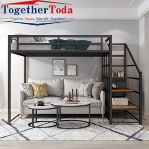 Letto a soppalco in acciaio trapuntato per dormitorio universitario, appartamento per studenti, scuola, con struttura in metallo - Product Image 6