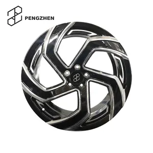 Pengzhen Custom Gloss Schwarz und Silber Barrel 5x114.3 Speichen 5 Sterne 20 Zoll Felgen geschmiedete Räder für VW