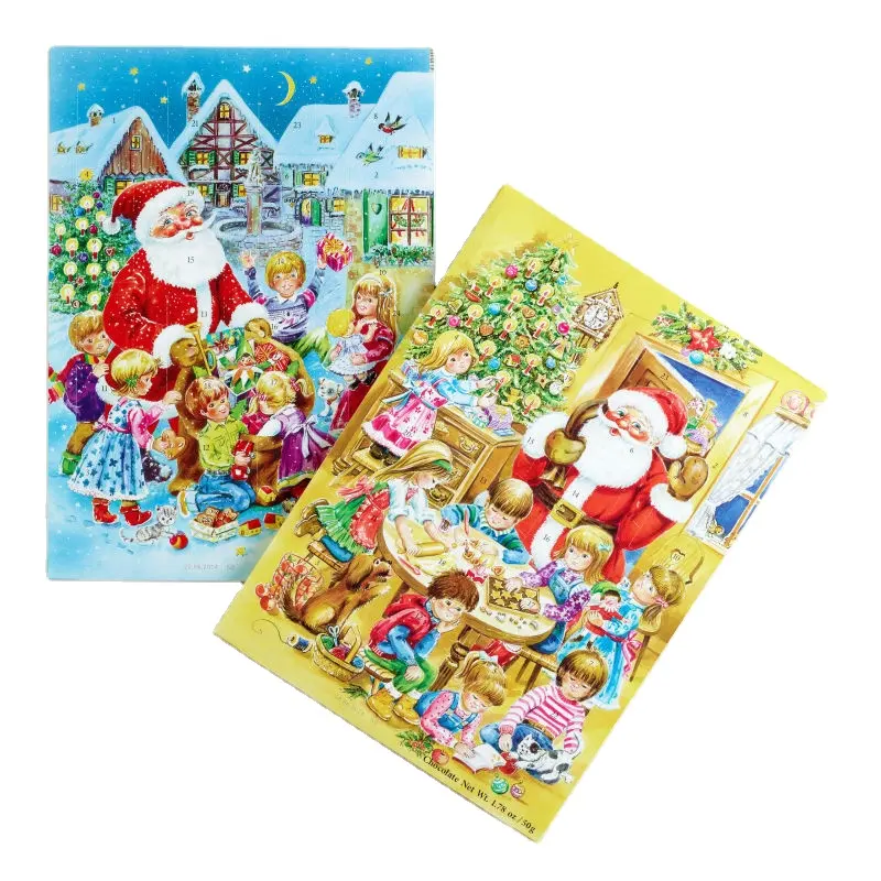 chocolate advent calendar Solid milk Christmas Chocolate with Xmas Santa gift paper box China factory manufacture chocolate