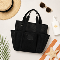 Sac de plage en maille personnalisé avec poches, sac fourre-tout léger en maille blanche pour la plage, la piscine, les voyages, les centres de villégiature, l'utilisation en vente au détail, les commandes en gros