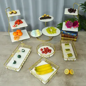 Gouden Ijzeren Desserttafel Display Plank Verjaardagsdecoratie Cake Dessertblad Plank Metalen Taartstandaard