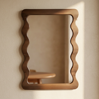 Miroir mural en MDF en forme de vague, durable, esthétique moderne, miroir de vanité pour la décoration intérieure de ferme ou de chalet
