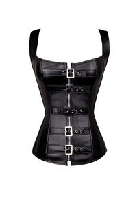 Women's Performance Dress Gothic <strong>Steam</strong> <strong>Punk</strong> Corset Steel Bone Zipper With Buckle Black Bustier - Product Image 3