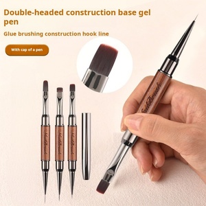 Professional Double-Headed Nail <b>Brush</b> Nylon Line Art <b>Brush</b> with Wood Handle for Nail Drawing Beauty Use - Product Image 2
