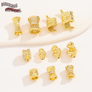 Nantong Gold Plated Copper <b>Beads</b> Mixed Shapes With Cubic Zirconia For Bracelet Making DIY Jewelry Accessories - Product Image 1