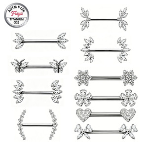 Anneau de <span class=keywords><strong>téton</strong></span> sexy Freya, bijoux de <span class=keywords><strong>piercing</strong></span> personnalisés pour le <span class=keywords><strong>téton</strong></span>, étanche, en titane G23, papillon, zircon, fleur, bijoux de corps tendance - Product Image 1