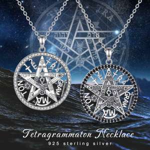 Merryshine Gifts 925 Sterling Silver Tetragrammaton <span class=keywords><strong>Pagan</strong></span> Wiccan Jewelry Pentagram Pentacle Collar para mujer - Product Image 6