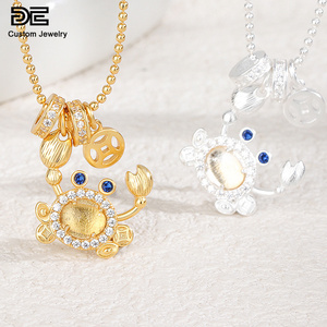 De Golden <strong>Crab</strong> Citrine Setting Necklace Sterling <strong>Silver</strong> 925 Christmas 18K Gold Plated <strong>Jewelry</strong> for Women Gift - Product Image 2