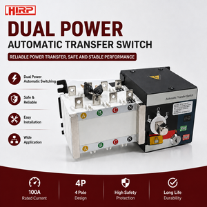 Saklar Transfer Otomatis Tipe Kontrol Kebakaran 100A 4 Kutub ATS AC220V Kontrol Pengalih Sumber Daya Ganda - Product Image 1
