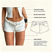 Shorts en jean à ourlet brut pour femme, taille basse, mini-short en jean extensible, look décontracté pour la plage et la ville