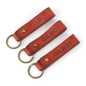 New Arrivals Custom Logo High Quality Vegetable Tanned Lather Keyring Key Chain Genuine Leather Keychain