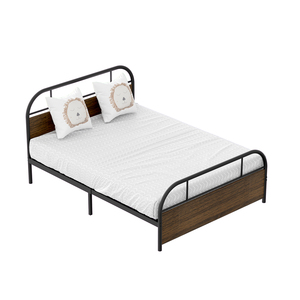 Cama doble resistente de alta calidad para el hogar, precio de fábrica, estructura de cama de acero y madera de gran tamaño - Product Image 5