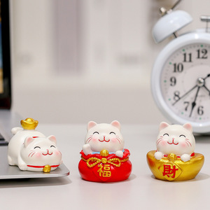 Lindo set de figuras de resina de gato de la suerte para decoración de escritorio, regalo de Año Nuevo Chino con Feng Shui - Product Image 2