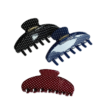 Pince à cheveux coréenne vintage en acétate de haute qualité, motif pois, couleur unie, grande pince requin, accessoire pour cheveux femme