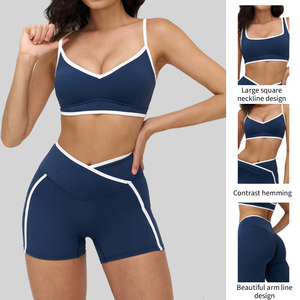 Nuovo Set Yoga Elasticizzato da Donna: Leggings Traspiranti Modellanti, Reggiseno Sportivo Color Block e Pantaloncini da Palestra - Ropa Deportiva Mujer - Product Image 3