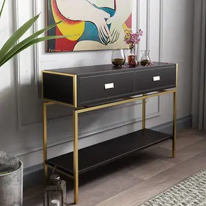 Leichte Luxus Gold Konsolen tisch moderne Wohnzimmer dekorative Tisch Edelstahl Leder Kunst Schrank Kommode mit Schubladen