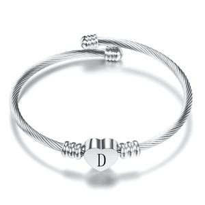 18K oro placcato amore cuore <span class=keywords><strong>argento</strong></span> lettera A-Z braccialetti iniziali per le donne ragazze in acciaio inox <span class=keywords><strong>nome</strong></span> personalizzato <span class=keywords><strong>bracciale</strong></span> - Product Image 1
