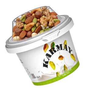 Tasse de yaourt à la crème sure verte ronde de 250ml de qualité alimentaire en PP avec céréales et couvercle transparent - Product Image 1