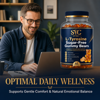 Gummies de L-Tyrosine 1000mg Sans Sucre, Complément Végétalien pour la Concentration, la Clarté et les Performances Cognitives, Marque Blanche