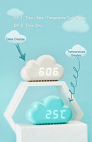 Cartoon-Wolken-Digitaluhr mit Geräuschsteuerung, Nachtlicht, Einstellbarer Helligkeit, Zeit- und Temperaturanzeige, Kinderwecker