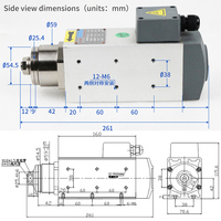 Moteur carré à refroidissement par air à grande vitesse pour machines à router cnc, petit volume, pas cher, 1,1 kw, 6000 vitesses