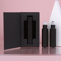 Flacon roll-on portable en verre noir de 10 ml avec boîte personnalisée, conteneur vide pour huile de parfum, idéal pour les coffrets cadeaux